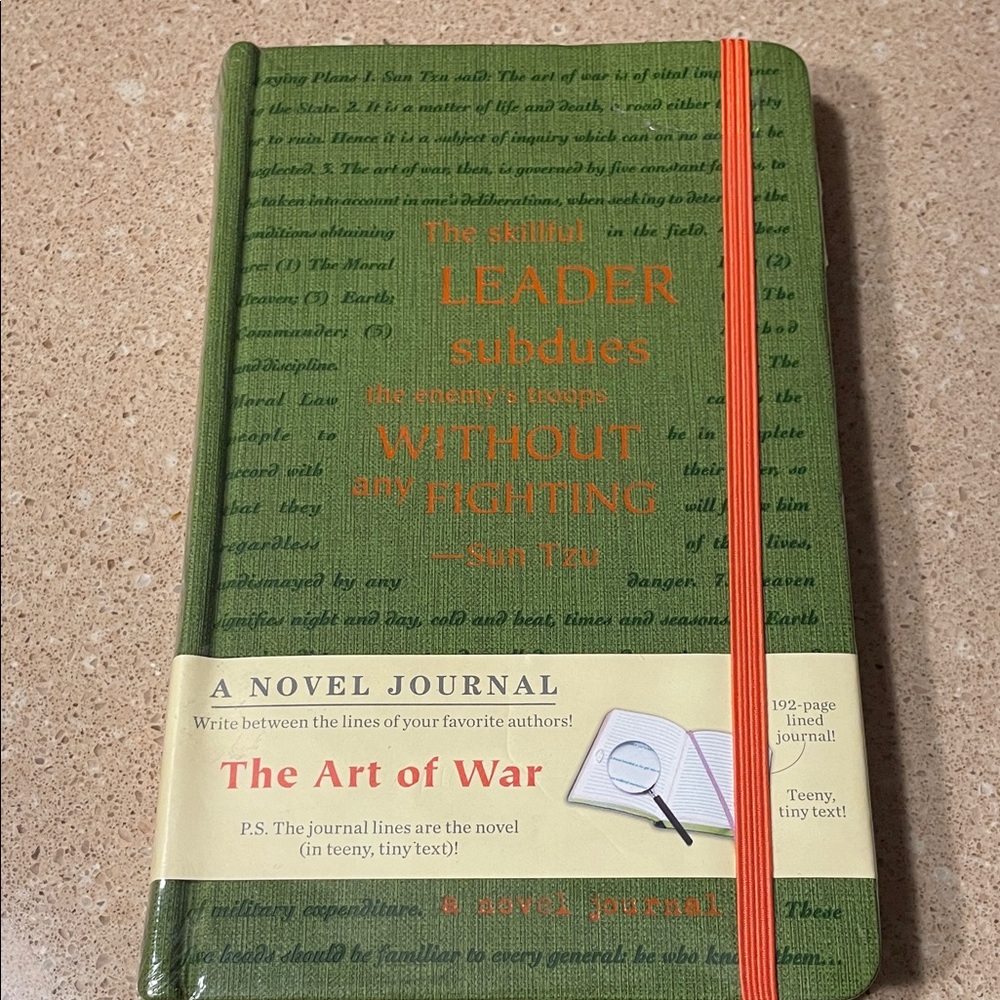 The Art of War by Sun Tzu-Novel Journal — Green Cover with Orange Elastic
